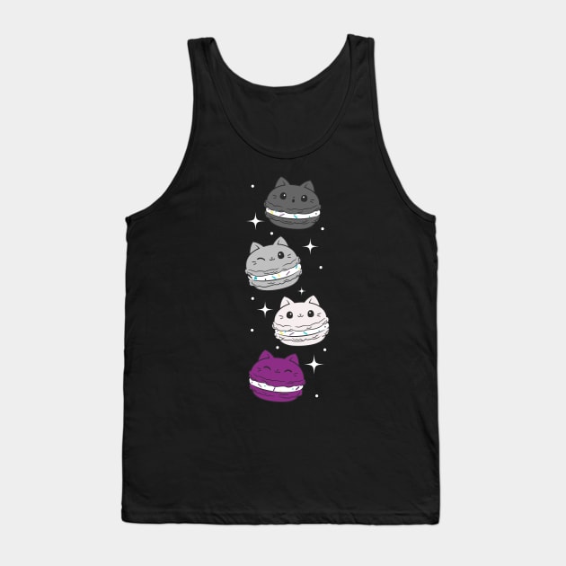 Subtle Asexual Pride Flag Cute Cat Kawaii Macaron Tank Top by Graphic Monster